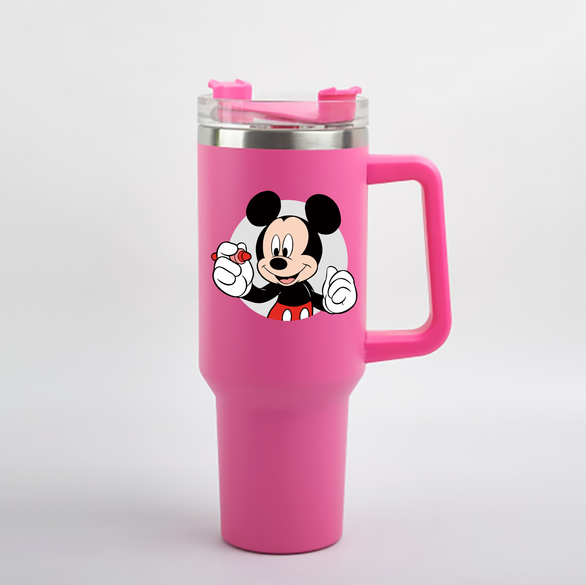 （画像用） ミッキーマウス Mickey Mouse 1200mL車用タンブラー - クリスタルステッカー（プラスチックストロー付き）